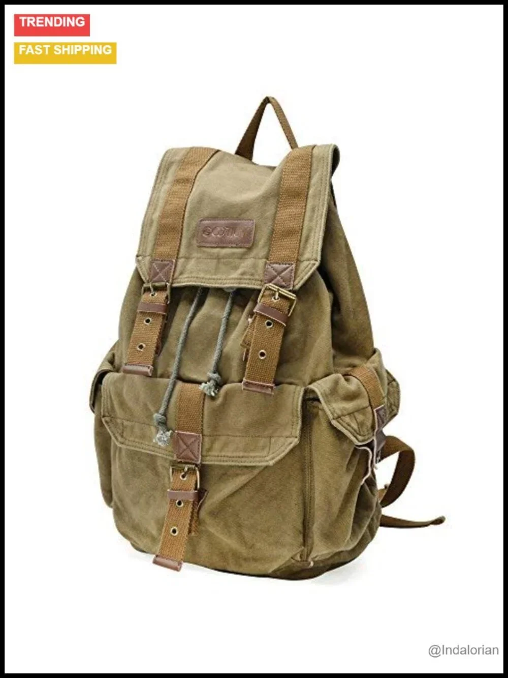 High Density Thick Canvas Backpack Rucksack with Laptop Compartment